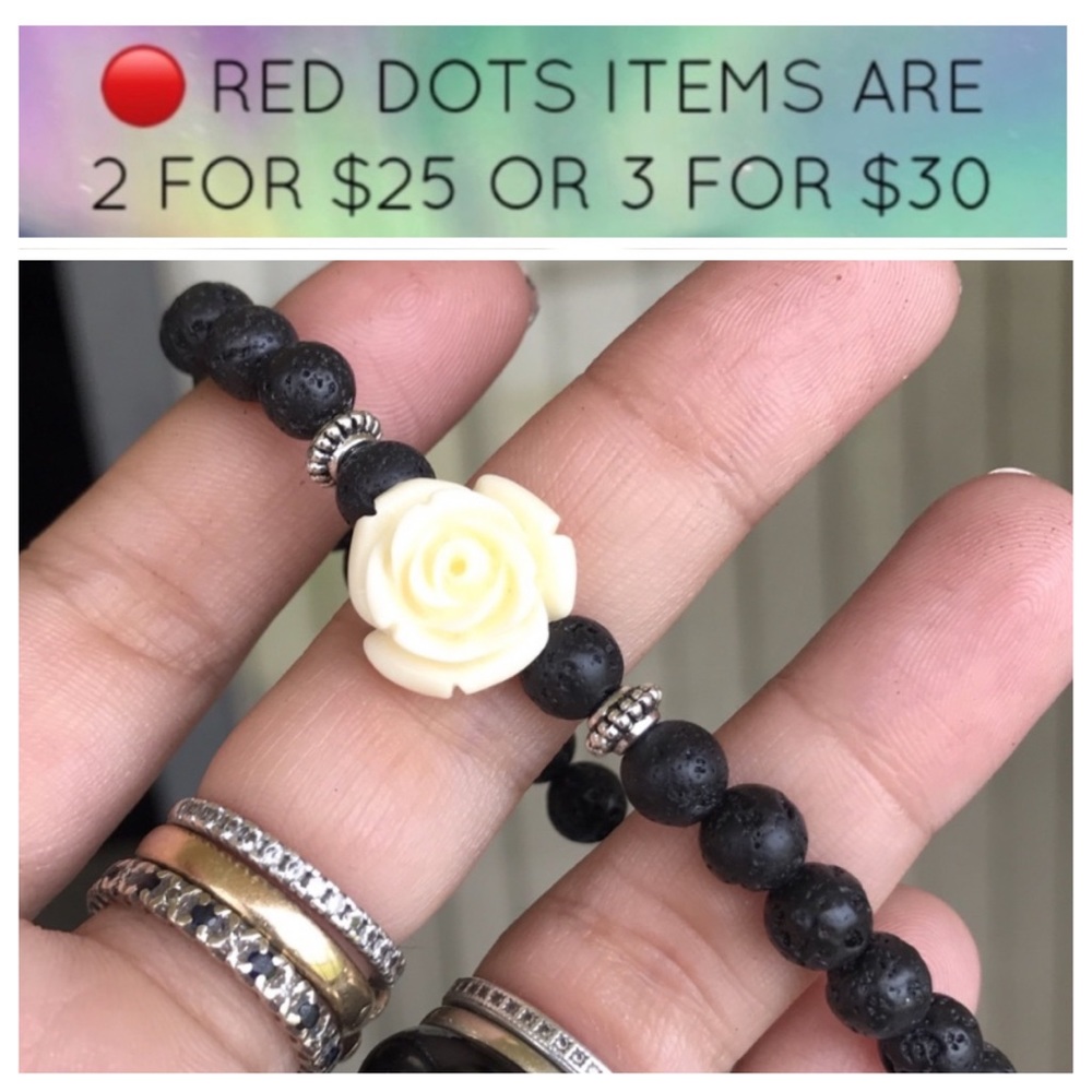 🔴SALE Lava rock oil diffuser white rose bracelet